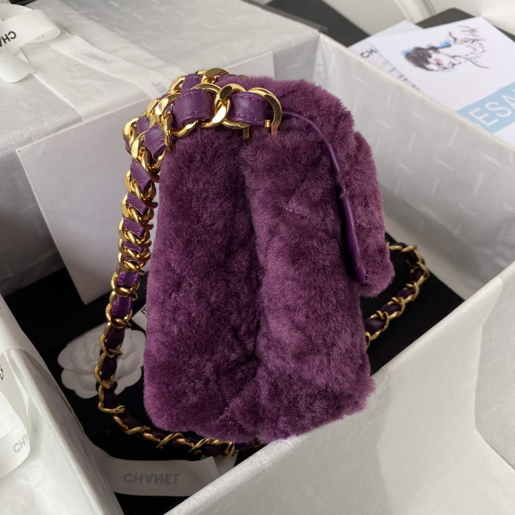Chanel AS3499 Flap Bag Wool Lambskin in Purple