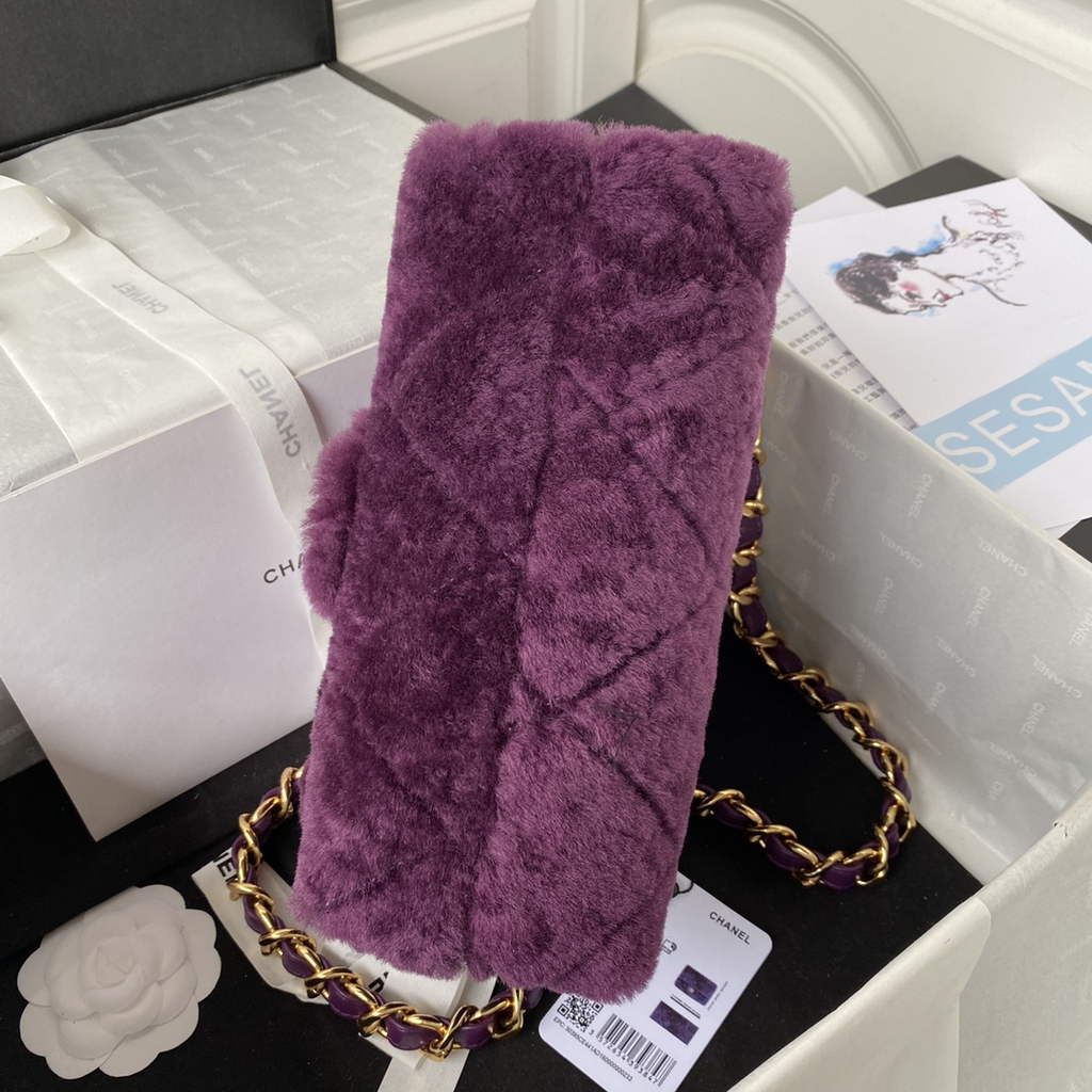 Chanel AS3499 Flap Bag Wool Lambskin in Purple