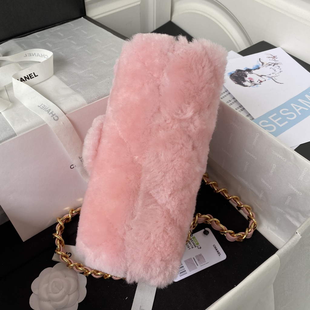 Chanel AS3499 Flap Bag Wool Lambskin in Pink