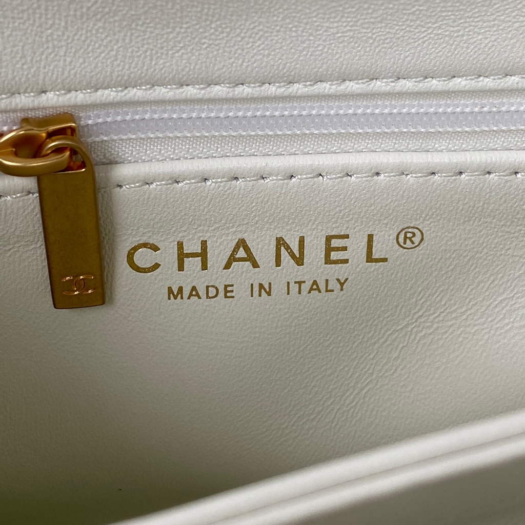 Chanel AS3499 Flap Bag Wool Lambskin in White