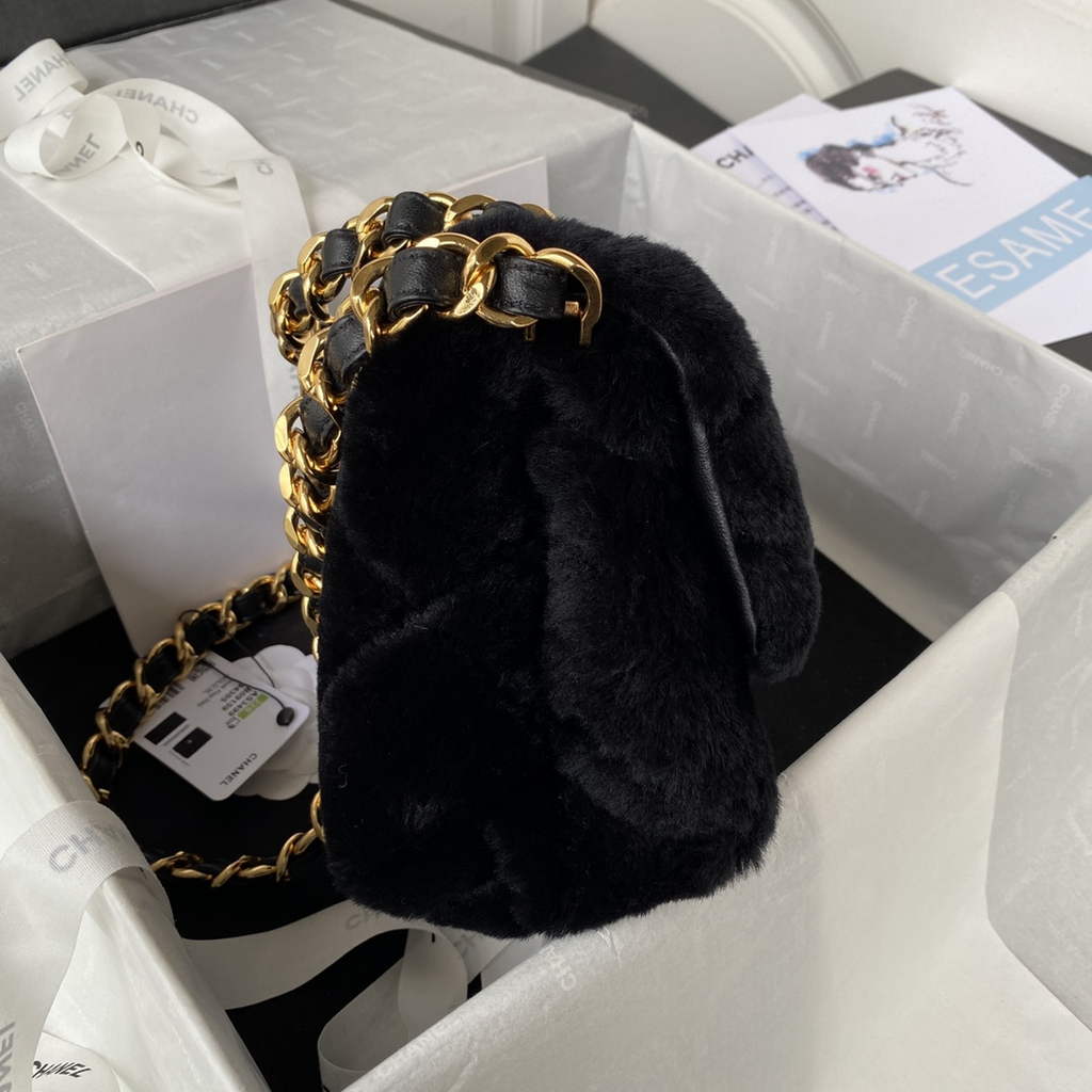Chanel AS3499 Flap Bag Wool Lambskin in Black