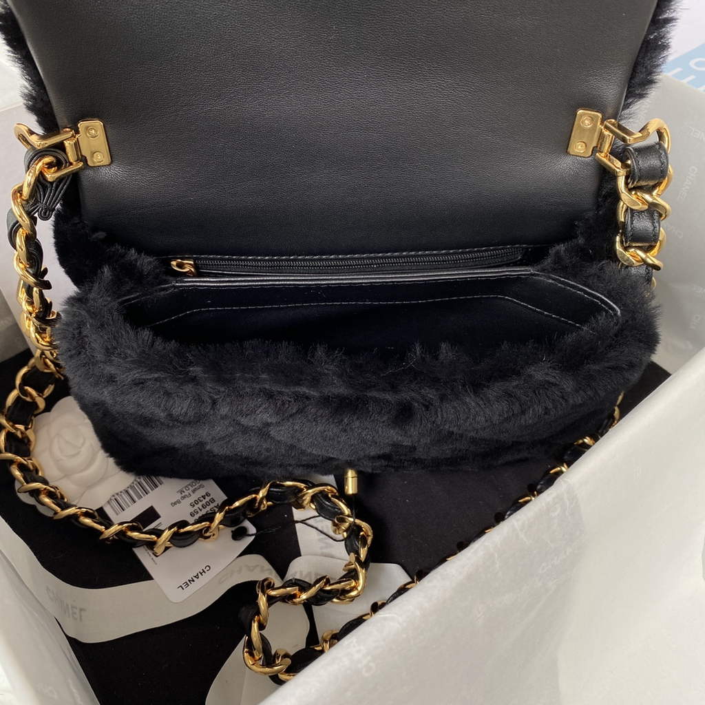 Chanel AS3499 Flap Bag Wool Lambskin in Black
