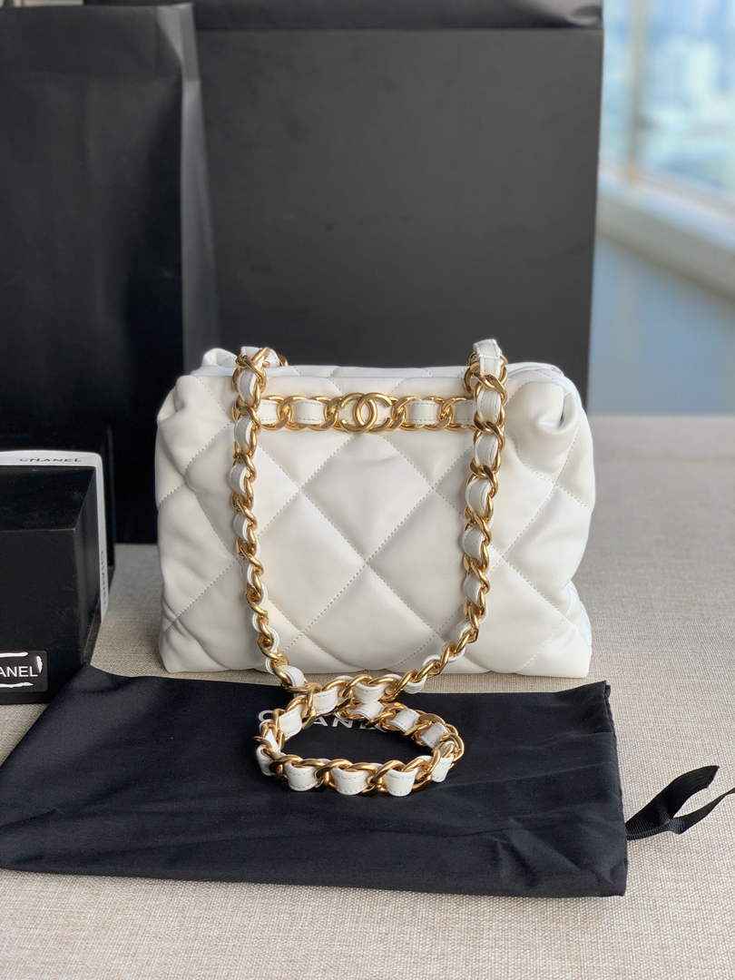 Chanel AS3502 Small Shopping Bag Lambskin White