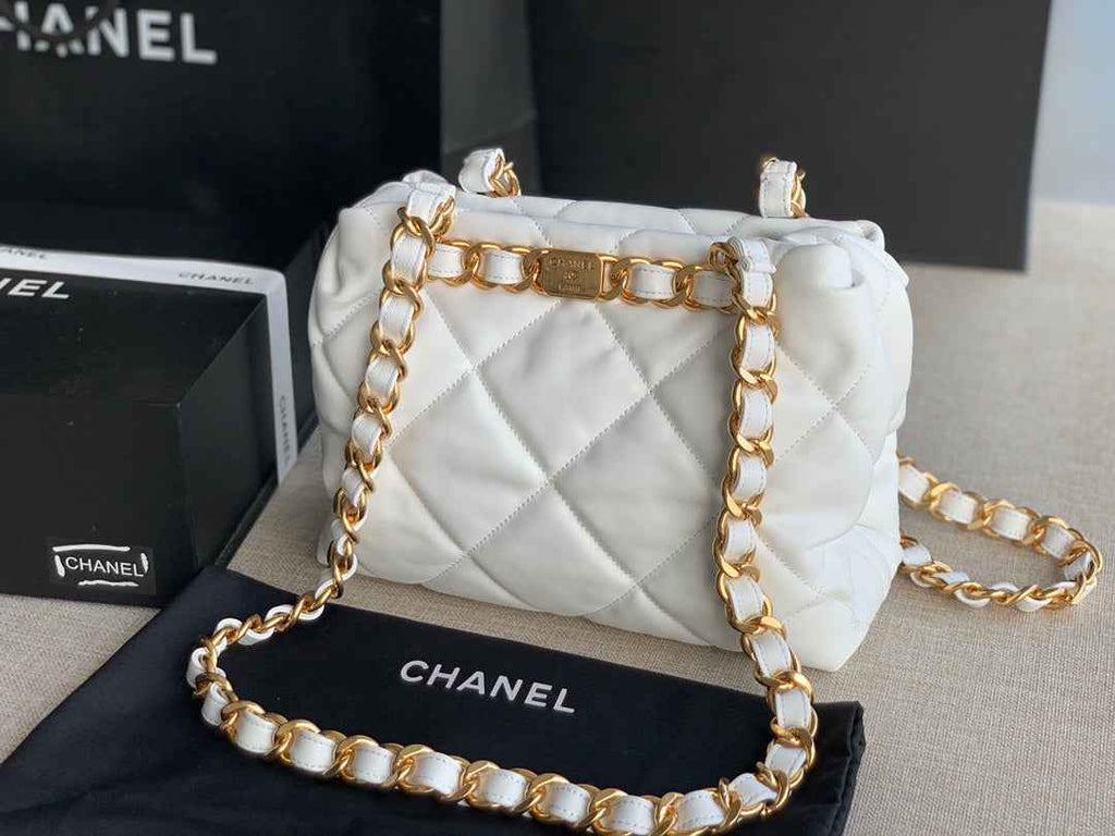 Chanel AS3502 Small Shopping Bag Lambskin White
