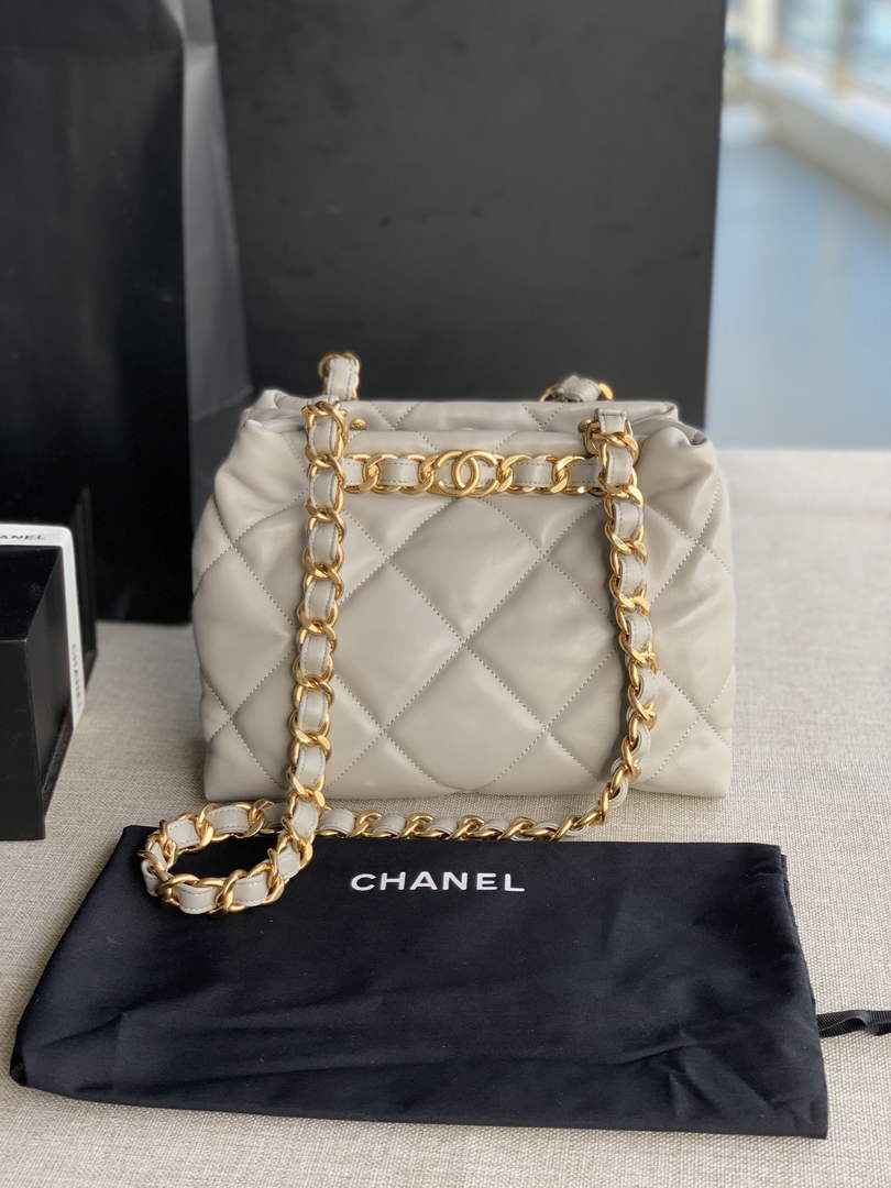 Chanel AS3502 Small Shopping Bag Lambskin Gray