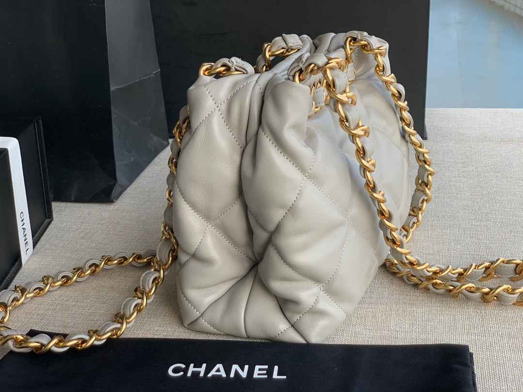 Chanel AS3502 Small Shopping Bag Lambskin Gray