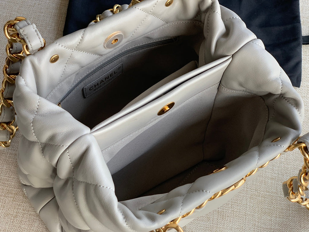 Chanel AS3502 Small Shopping Bag Lambskin Gray