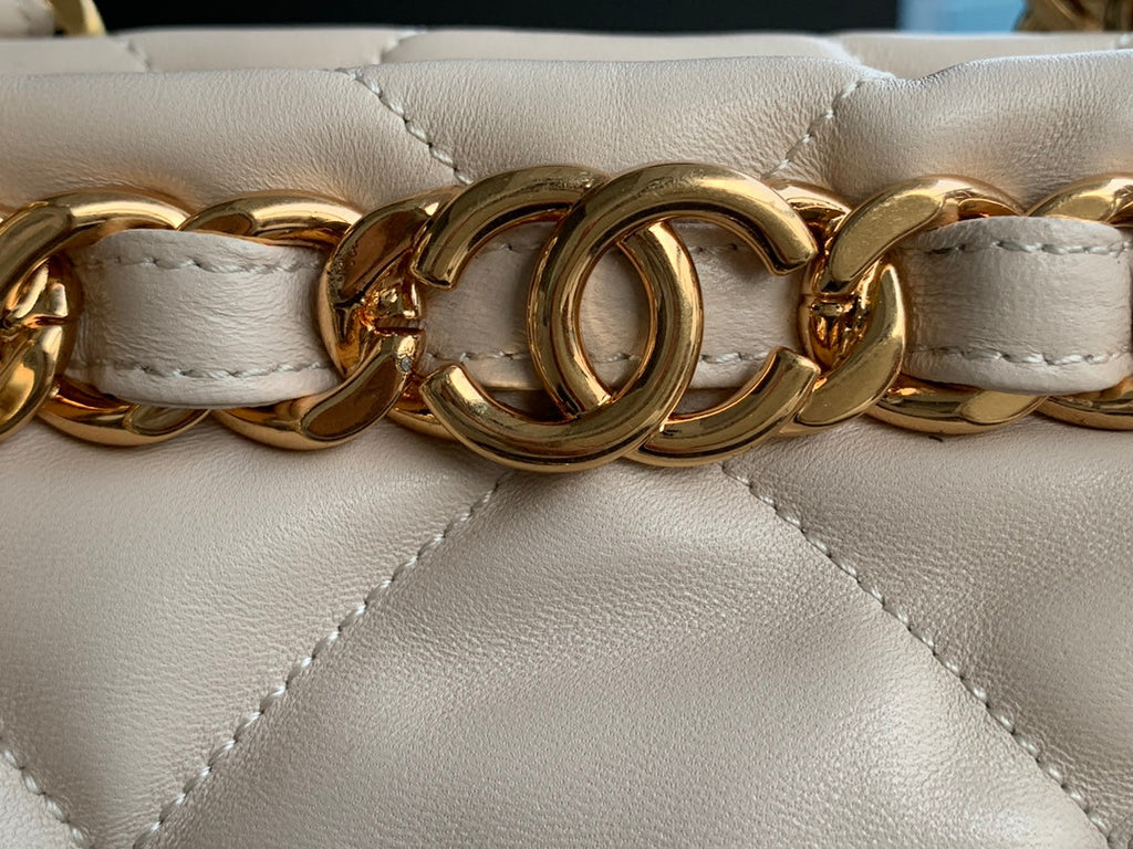Chanel AS3502 Small Shopping Bag Lambskin Beige