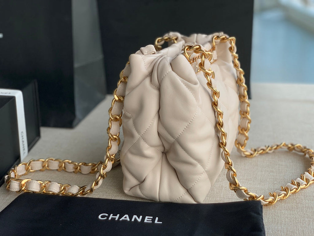 Chanel AS3502 Small Shopping Bag Lambskin Beige