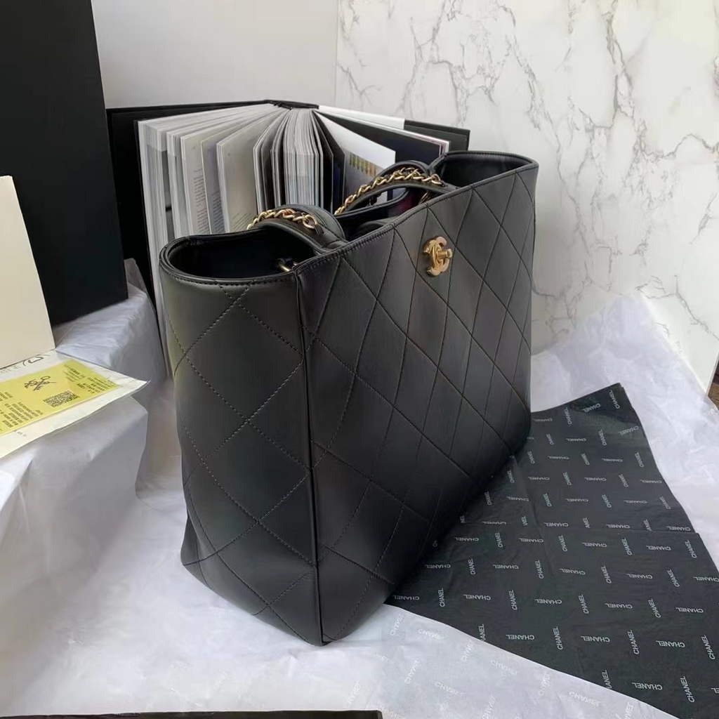 Chanel AS3508 Large Shopping Bag Lambskin In Black