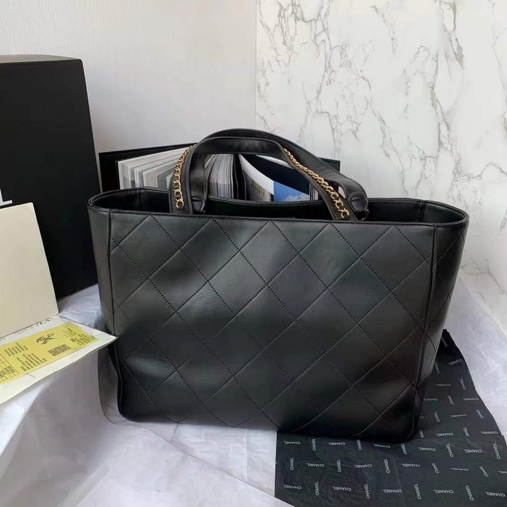 Chanel AS3508 Large Shopping Bag Lambskin In Black