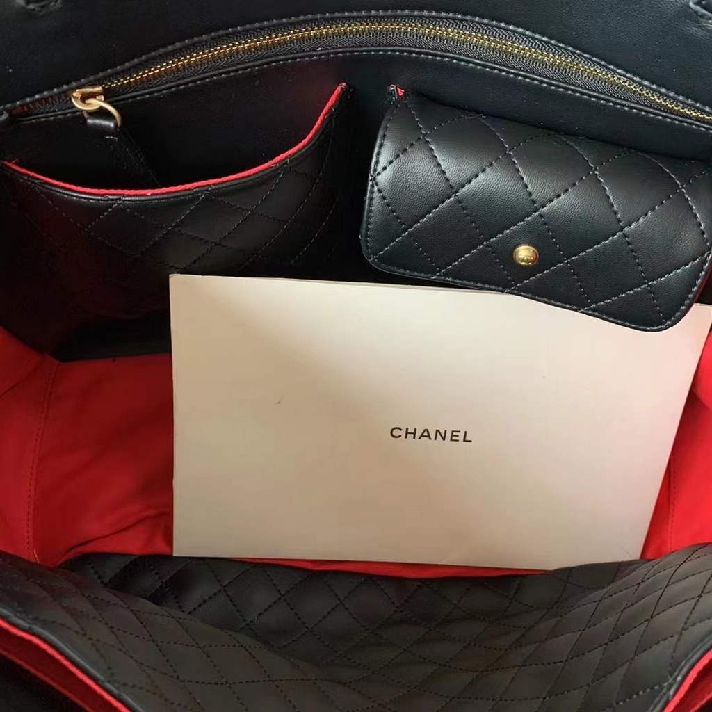 Chanel AS3508 Large Shopping Bag Lambskin In Black