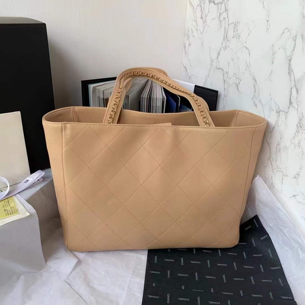 Chanel AS3508 Large Shopping Bag Lambskin In Dark Beige