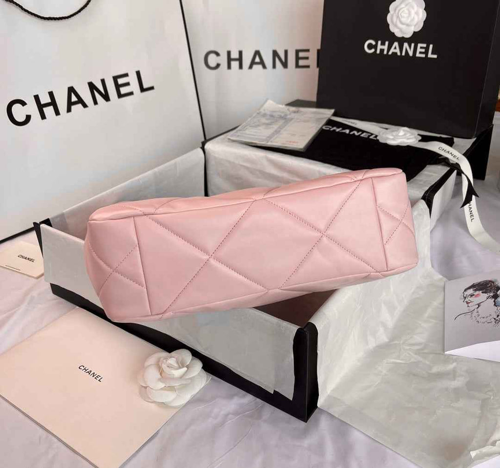 Chanel AS3519 19 Shopping Bag Gold-Tone Silver-Tone Lambskin Pink