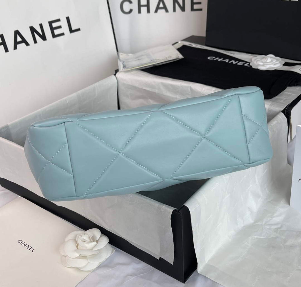 Chanel AS3519 19 Shopping Bag Gold-Tone Silver-Tone Lambskin Blue