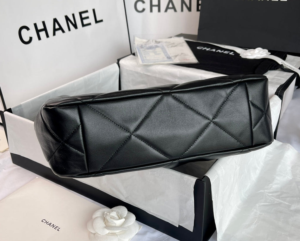 Chanel AS3519 19 Shopping Bag Gold-Tone Silver-Tone Lambskin Black