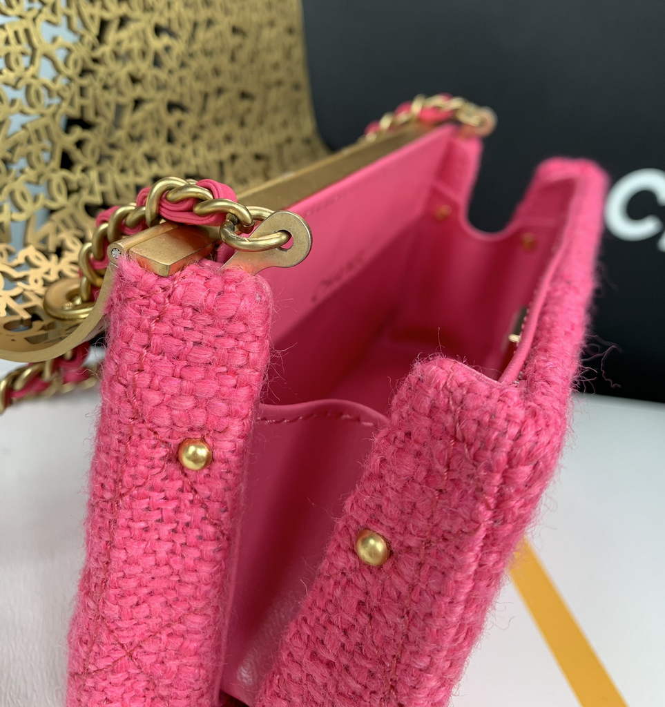 Chanel AS3526 Mini Evening Bag Plum Wool tweed & gold-tone metal