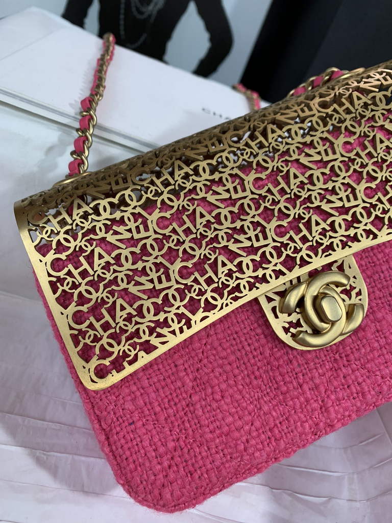 Chanel AS3526 Mini Evening Bag Plum Wool tweed & gold-tone metal