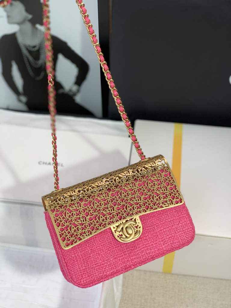 Chanel AS3526 Mini Evening Bag Plum Wool tweed & gold-tone metal