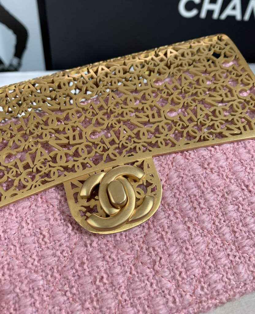 Chanel AS3526 Mini Evening Bag Pink Wool tweed & gold-tone metal