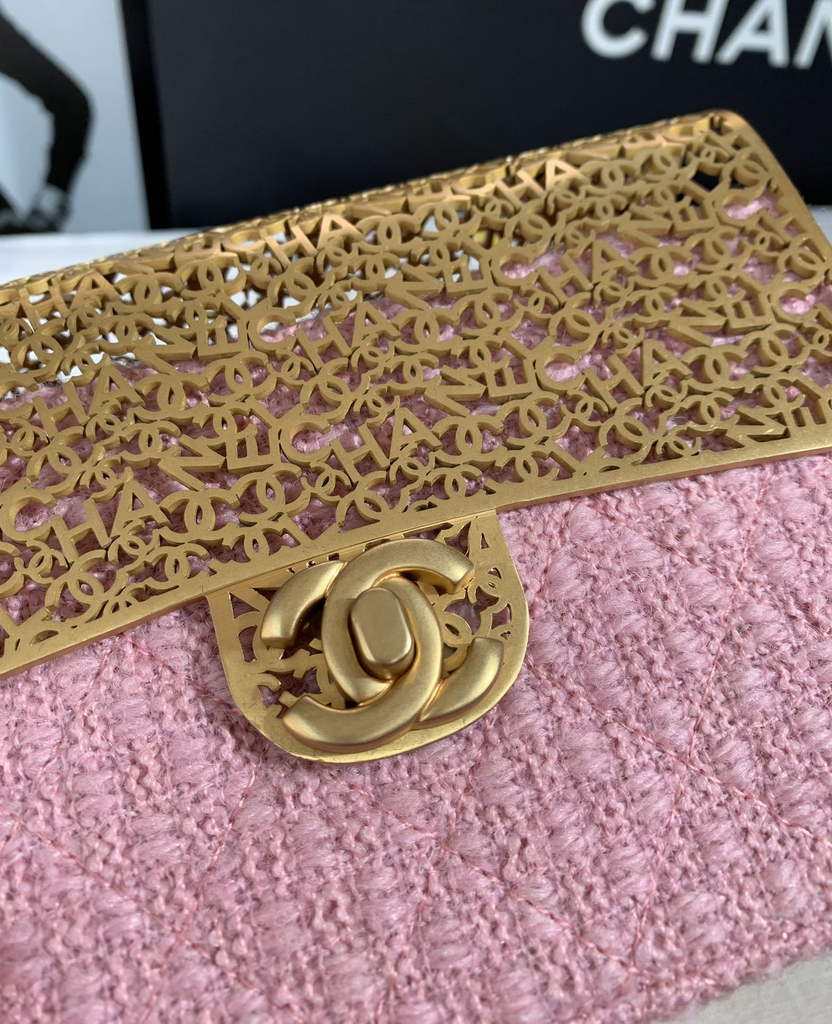 Chanel AS3526 Mini Evening Bag Pink Wool tweed & gold-tone metal