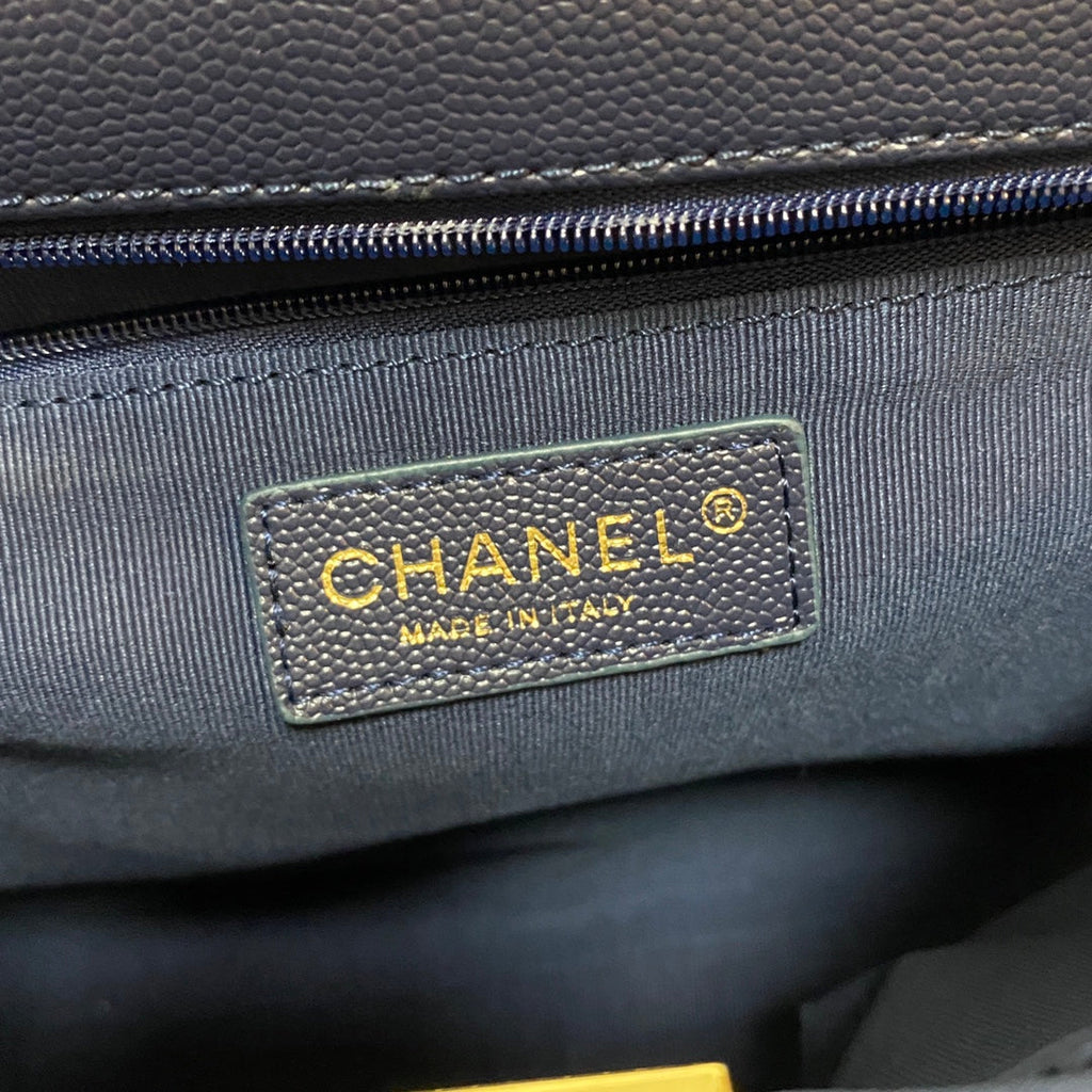 Chanel AS3529 Satchel Grained Calfskin Navy Blue