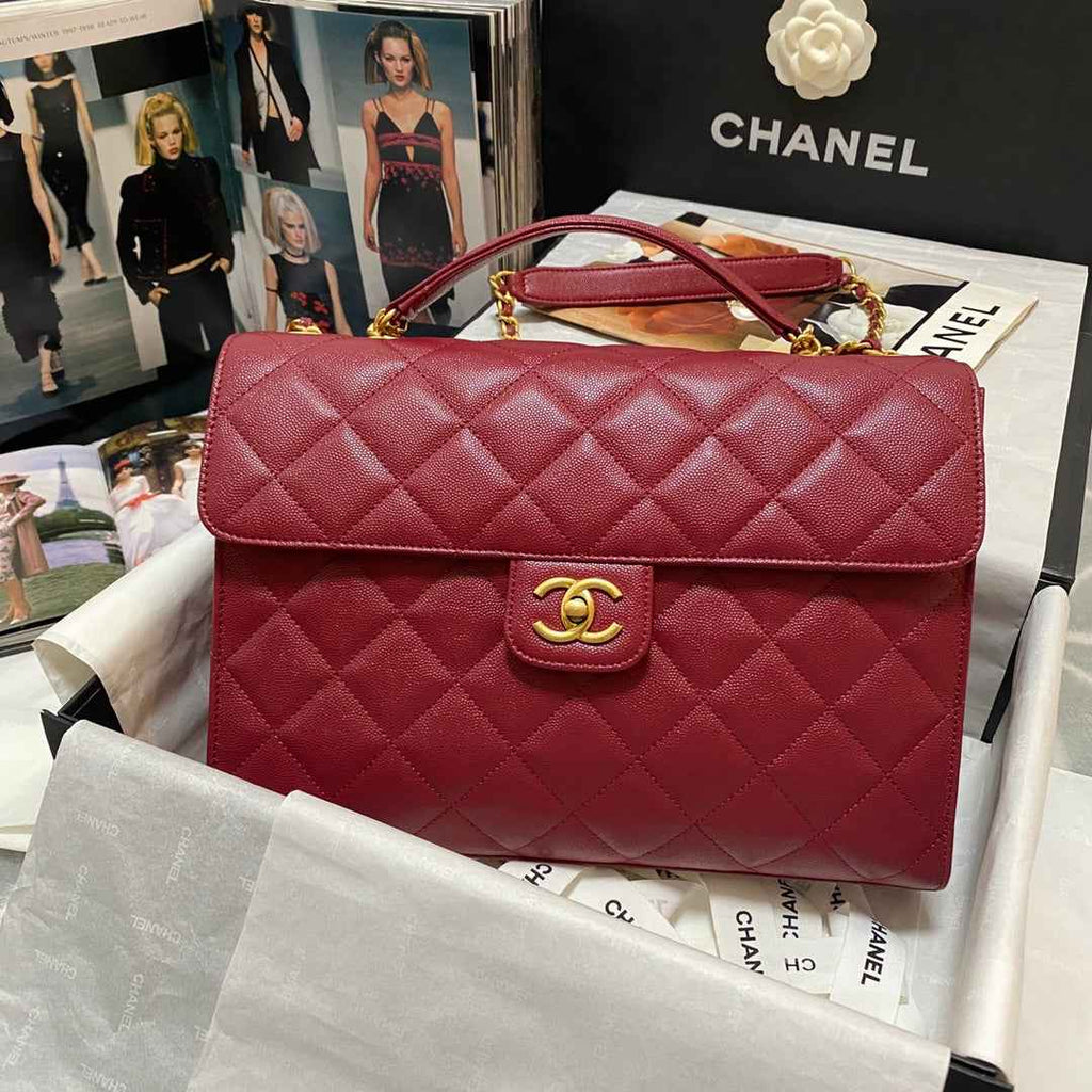 Chanel AS3529 Satchel Grained Calfskin Red
