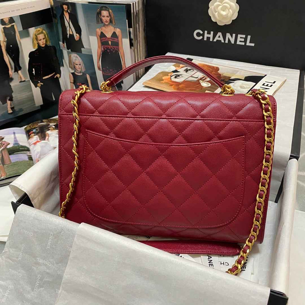 Chanel AS3529 Satchel Grained Calfskin Red