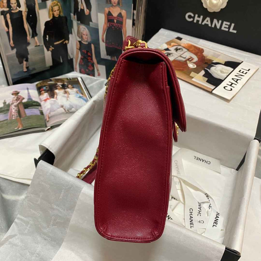 Chanel AS3529 Satchel Grained Calfskin Red