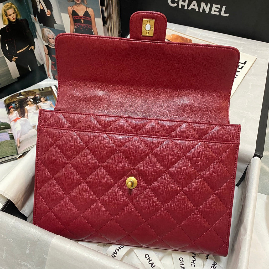 Chanel AS3529 Satchel Grained Calfskin Red