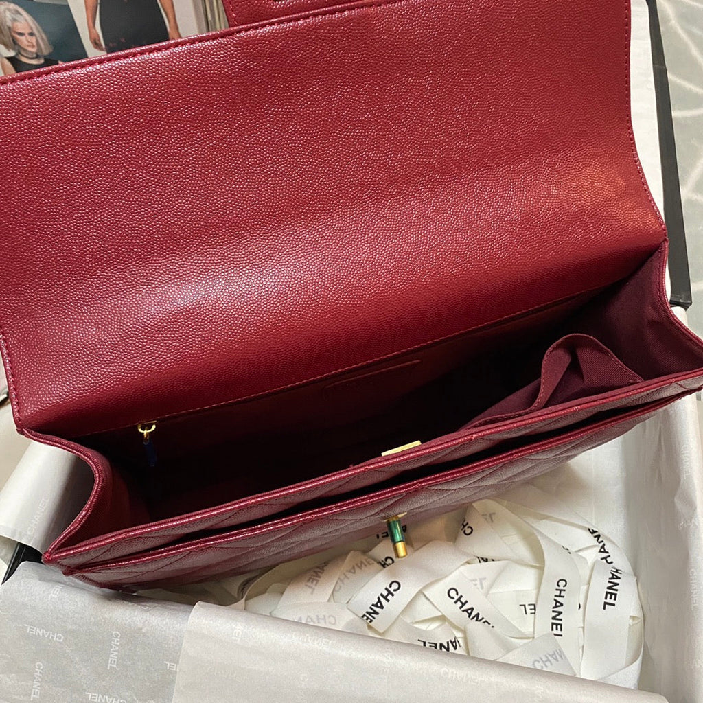 Chanel AS3529 Satchel Grained Calfskin Red