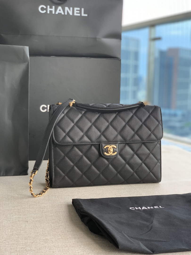 Chanel AS3529 Satchel Grained Calfskin Black