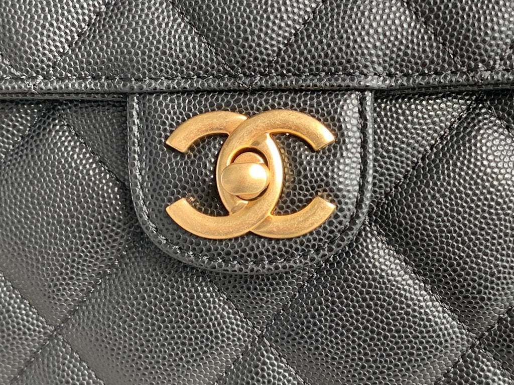 Chanel AS3529 Satchel Grained Calfskin Black