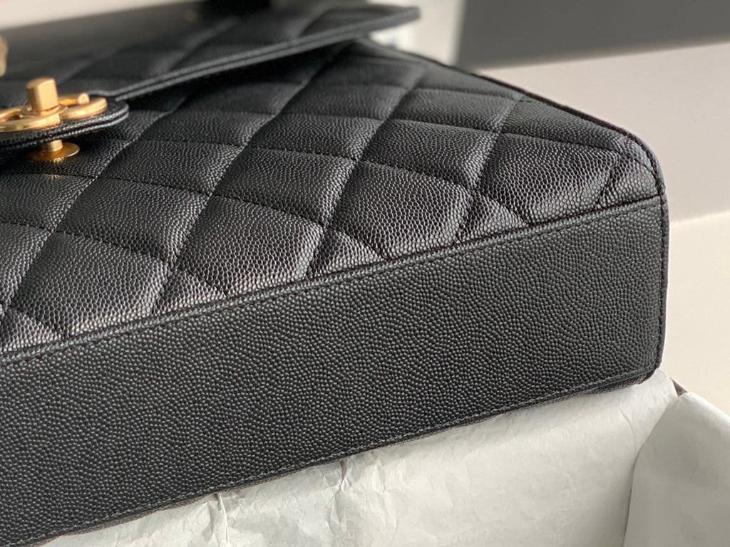 Chanel AS3529 Satchel Grained Calfskin Black