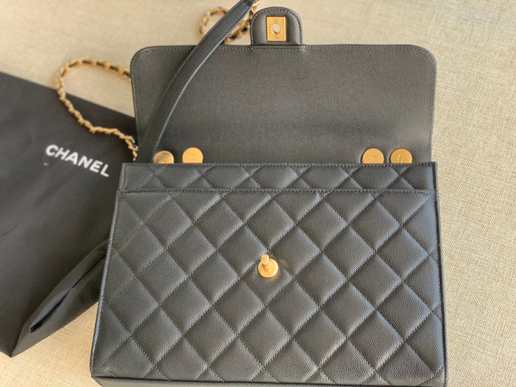 Chanel AS3529 Satchel Grained Calfskin Black