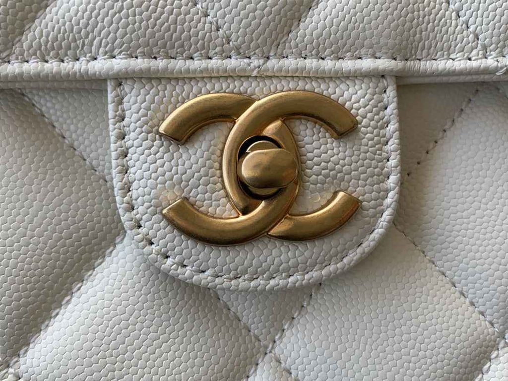 Chanel AS3529 Satchel Grained Calfskin White