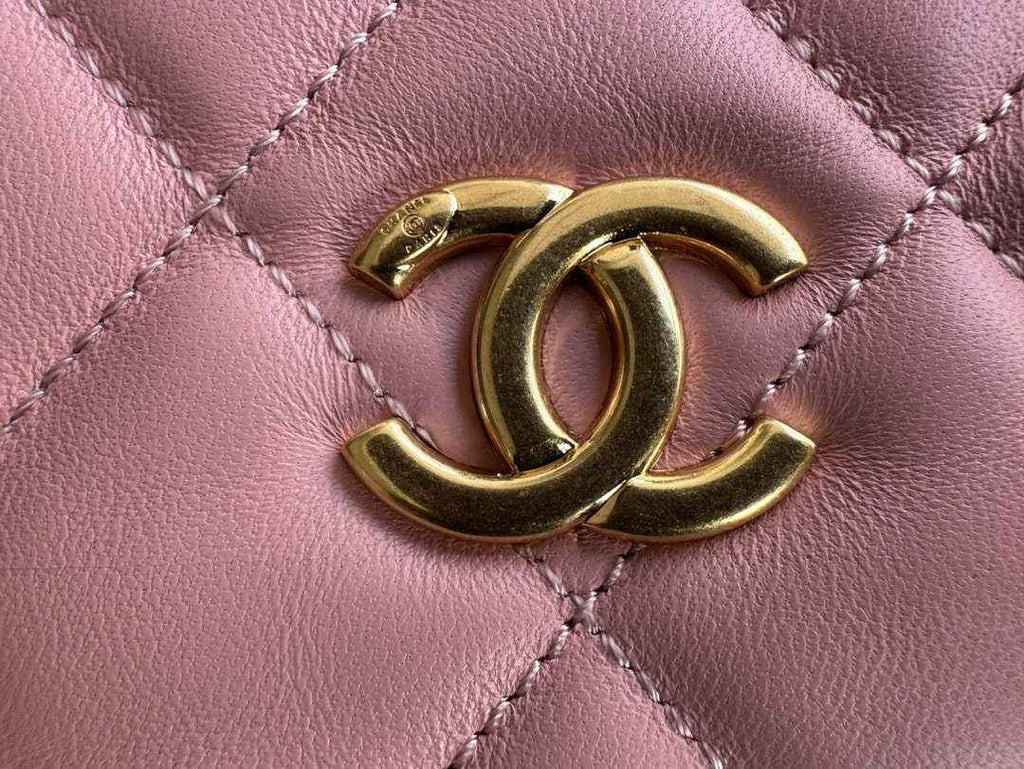 Chanel AS3562 Hobo Handbag Pink Lambskin & Gold-Tone Metal