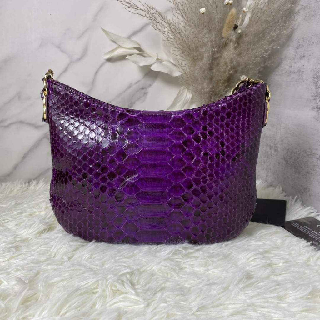 Chanel AS3562 Hobo Handbag Snake & Gold-Tone Metal Purple