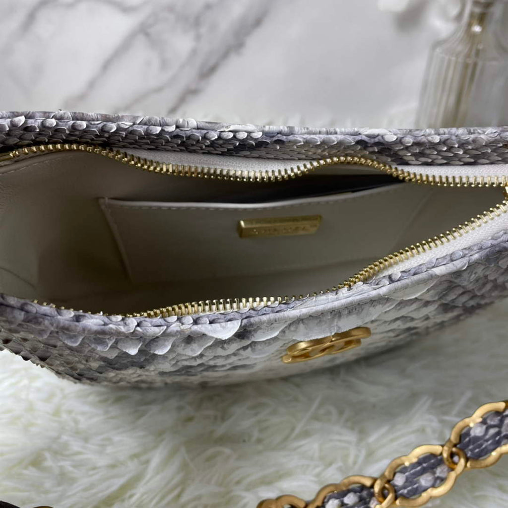 Chanel AS3562 Hobo Handbag Snake & Gold-Tone Metal Gray
