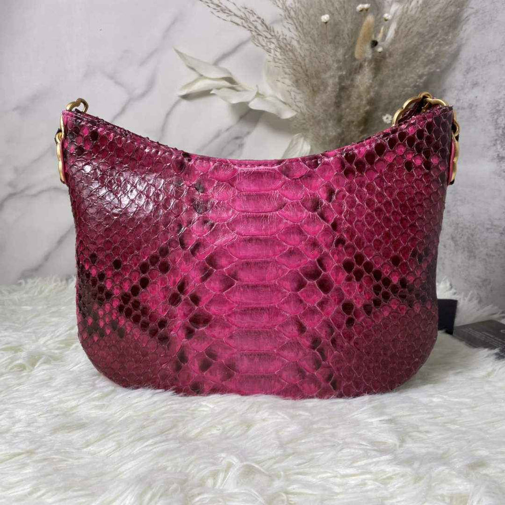 Chanel AS3562 Hobo Handbag Snake & Gold-Tone Metal Plum