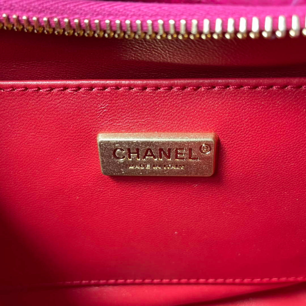 Chanel AS3562 Hobo Handbag Snake & Gold-Tone Metal Plum