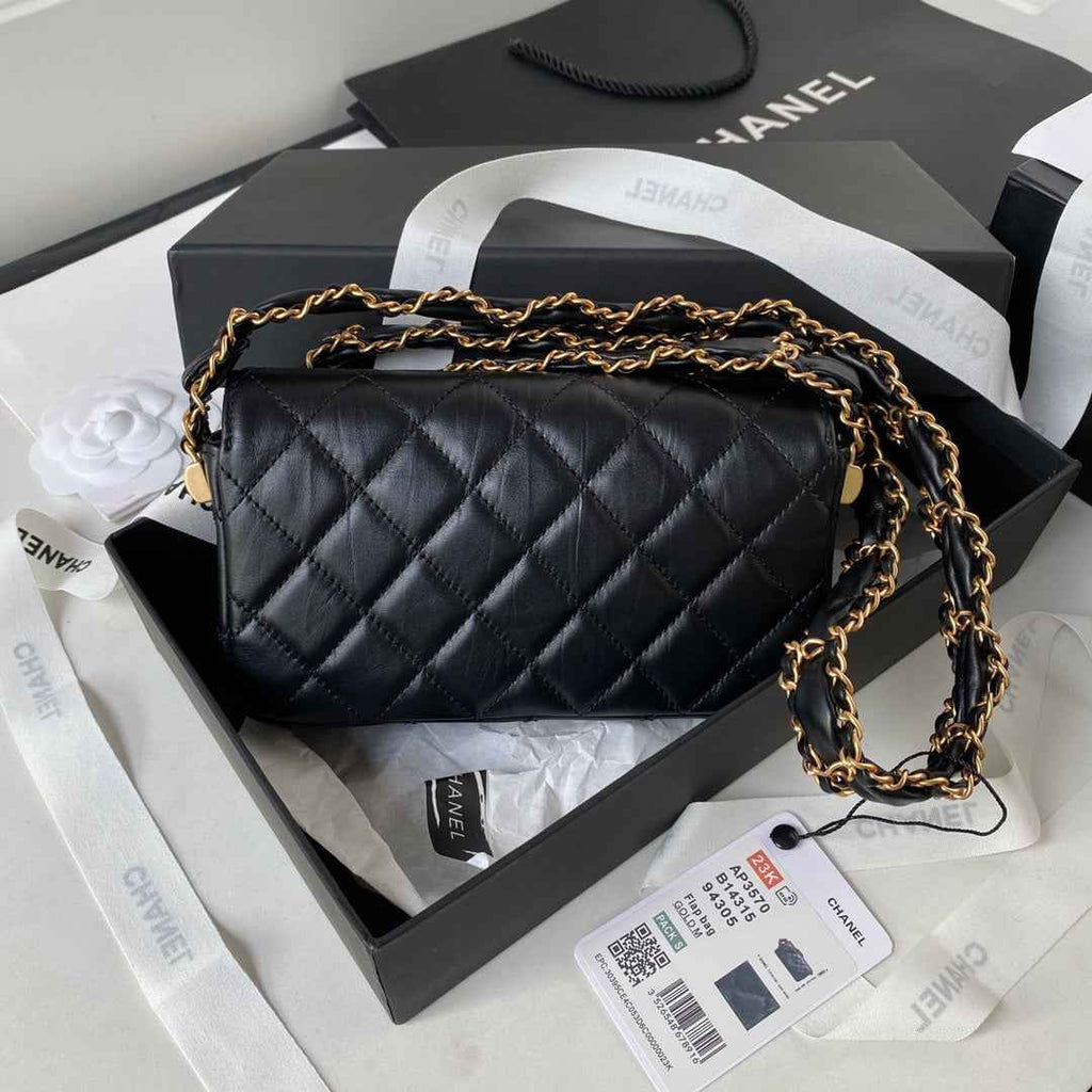Chanel AS3570 Small Flap Bag Calfskin In Black