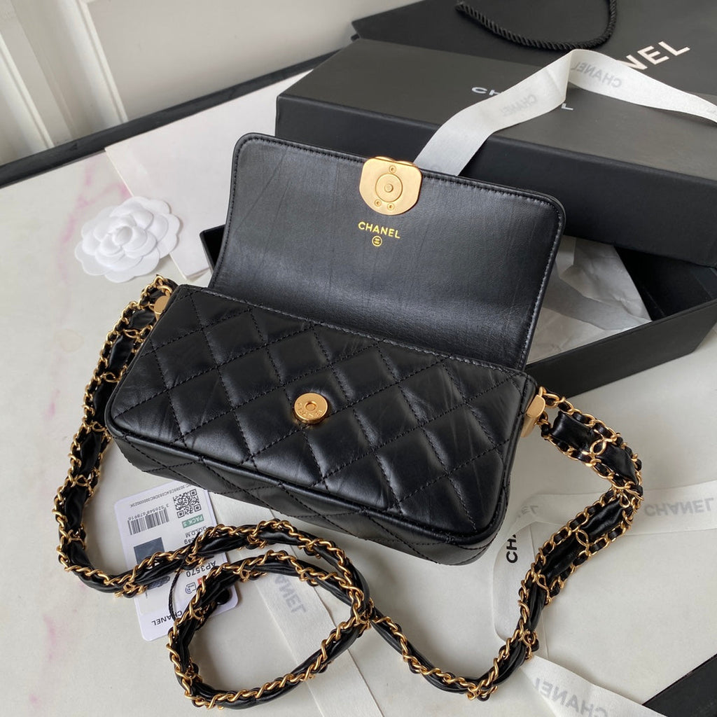 Chanel AS3570 Small Flap Bag Calfskin In Black