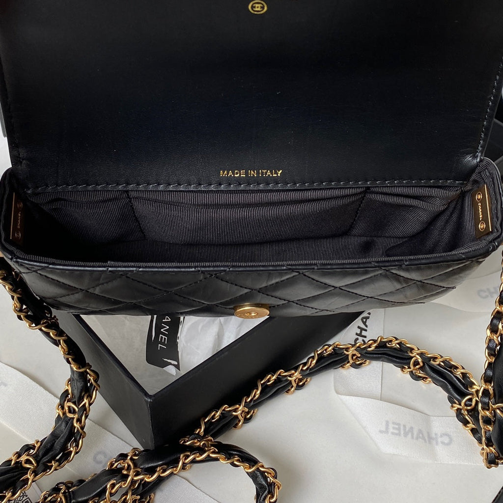 Chanel AS3570 Small Flap Bag Calfskin In Black