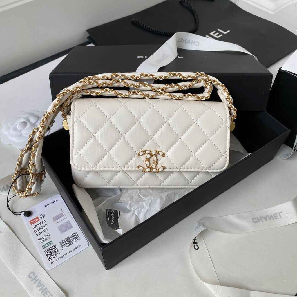 Chanel AS3570 Small Flap Bag Calfskin In White
