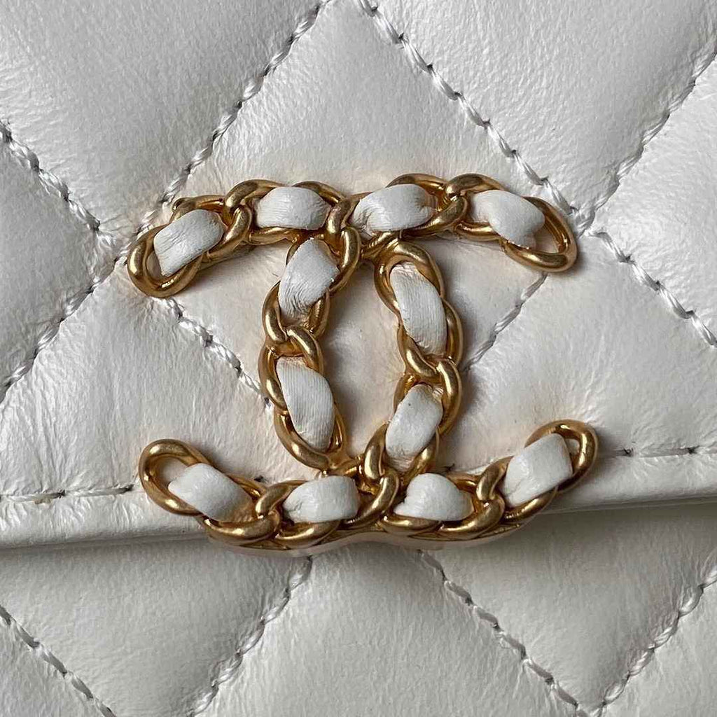 Chanel AS3570 Small Flap Bag Calfskin In White