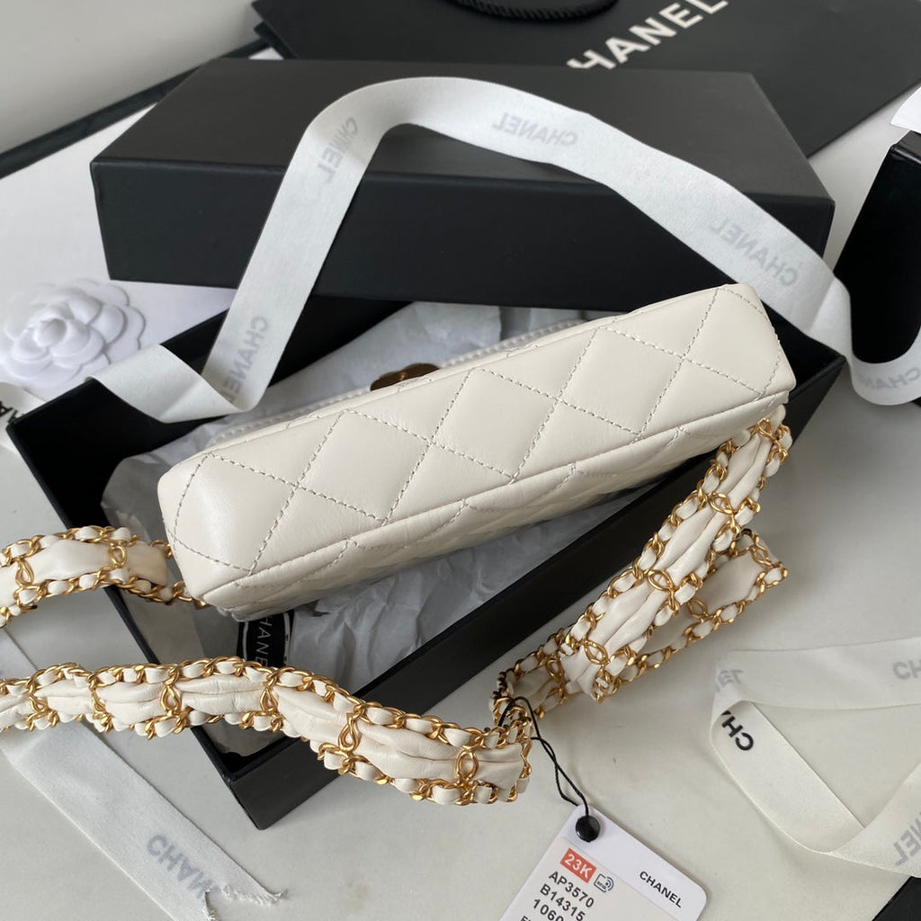 Chanel AS3570 Small Flap Bag Calfskin In White