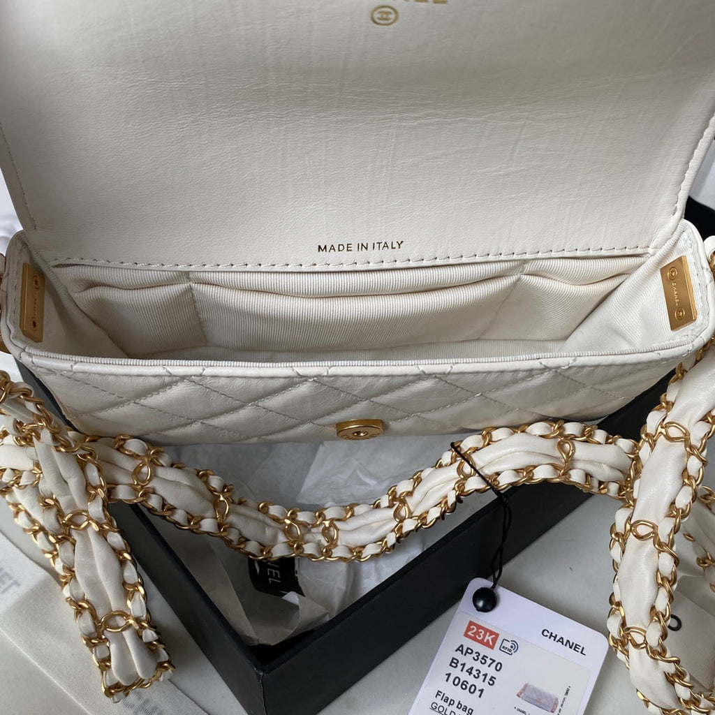 Chanel AS3570 Small Flap Bag Calfskin In White