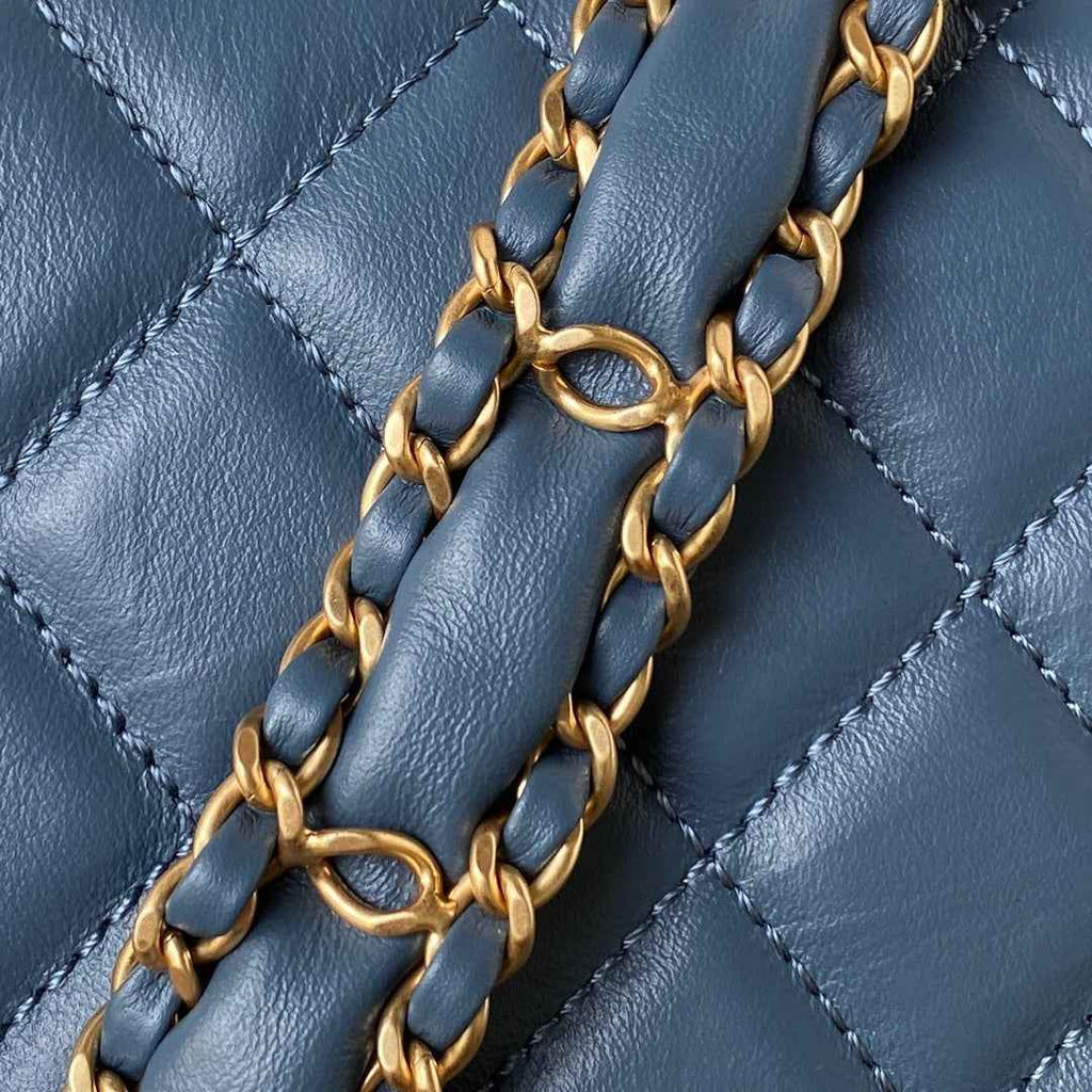 Chanel AS3570 Small Flap Bag Calfskin In Blue