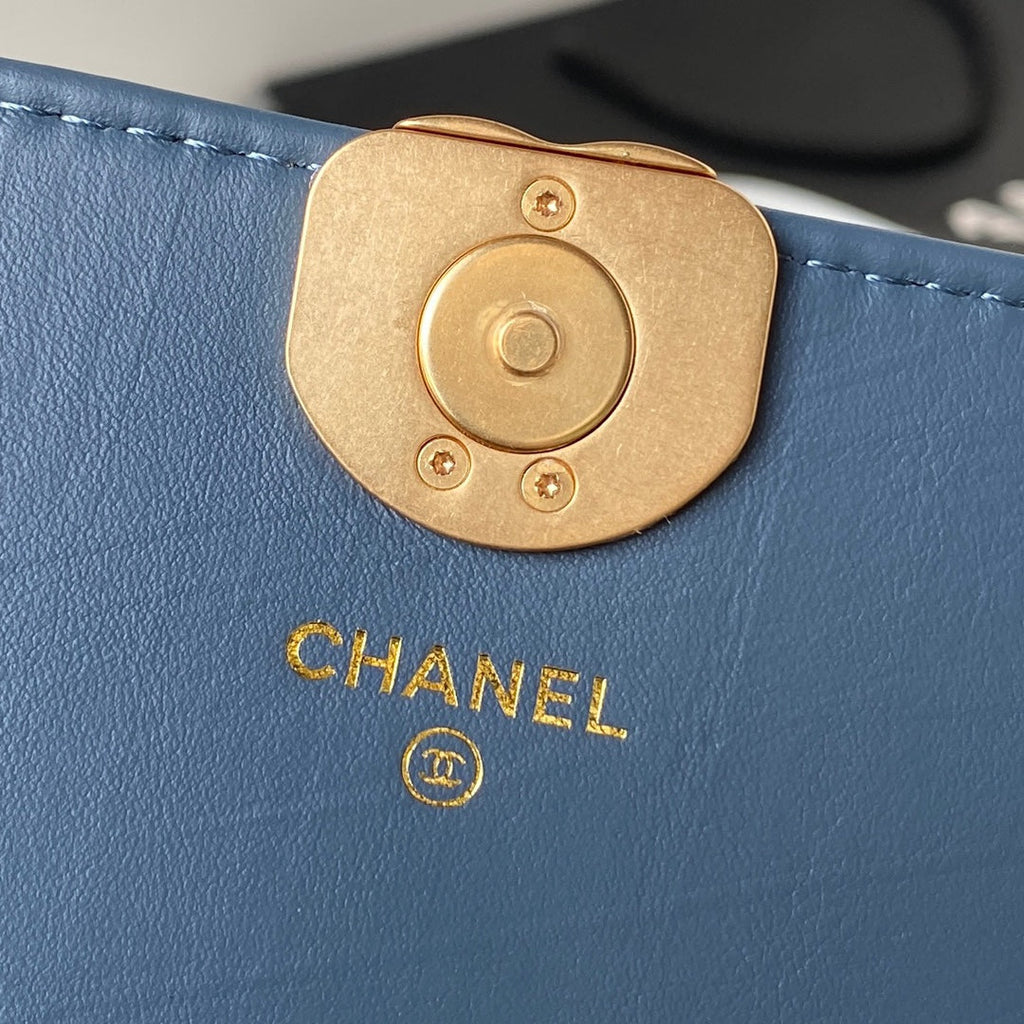 Chanel AS3570 Small Flap Bag Calfskin In Blue